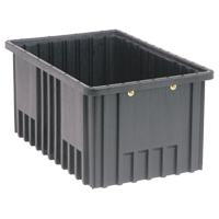 Conductive Dividable Grid Containers, Polypropylene, 10-7/8" W x 16-1/2" D x 8" H, Black Trail Hammer and Bolt