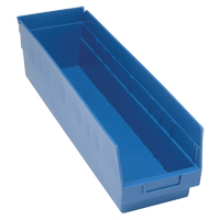 Store More Plastic Shelf Bins, 6-5/8" W x 6" H x 23-5/8" D, Blue, 90 lbs. Capacity Trail Hammer and Bolt
