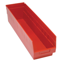 Store More Plastic Shelf Bins, 6-5/8" W x 6" H x 23-5/8" D, Red, 90 lbs. Capacity Trail Hammer and Bolt