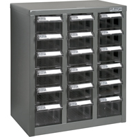 Casiers pour pi&egrave;ces KPC-600, Acier galvanis&eacute;, 18 tiroirs, 13-9/10" x 8-7/10" x 16-3/10", Gris Trail Hammer and Bolt