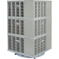 Armoire industrielle robuste avec carrousel &agrave; tiroirs, Acier, 240 tiroirs, 27" la x 27" p x 48" h, Gris Trail Hammer and Bolt