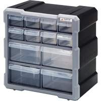 Armoire &agrave; tiroir, Plastique, 12 tiroirs, 10-1/2" x 6-1/4" x 10-1/4", Noir Trail Hammer and Bolt