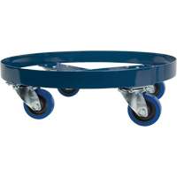 Drum Dolly, Steel, 1400 lbs. Capacity, 24" Diameter, Blue Elastic Casters Trail Hammer and Bolt