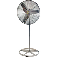 Stainless Steel Food Service Washdown Air Circulating Fans, Industrial, 1 Speed, 24" Diameter Trail Hammer and Bolt