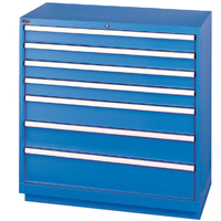 Armoires de rangement avec tiroirs, 7 tiroirs, 40-1/4" la x 22-1/2" p x 41-3/4" h, Bleu brillant Trail Hammer and Bolt