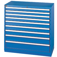 Armoires de rangement avec tiroirs, 9 tiroirs, 40-1/4" la x 22-1/2" p x 41-3/4" h, Bleu brillant Trail Hammer and Bolt