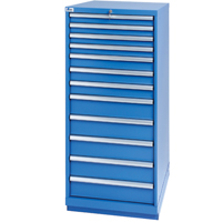 Armoires de rangement avec tiroirs, 12 tiroirs, 28-1/4" la x 28-1/2" p x 59-1/2" h, Bleu brillant Trail Hammer and Bolt