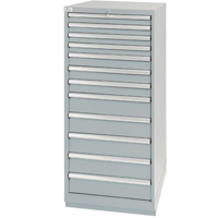 Armoires de rangement avec tiroirs, 12 tiroirs, 28-1/4" la x 28-1/2" p x 59-1/2" h, Gris Trail Hammer and Bolt