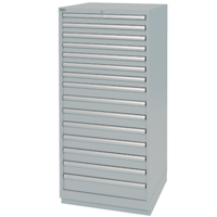 Armoires de rangement avec tiroirs, 15 tiroirs, 28-1/4" la x 28-1/2" p x 59-1/2" h, Gris Trail Hammer and Bolt