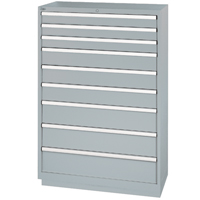 Armoires de rangement avec tiroirs, 9 tiroirs, 40-1/4" la x 22-1/2" p x 59-1/2" h, Gris Trail Hammer and Bolt