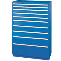 Armoires de rangement avec tiroirs, 10 tiroirs, 40-1/4" la x 22-1/2" p x 59-1/2" h, Bleu brillant Trail Hammer and Bolt