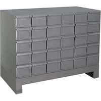 Armoires &agrave; tiroirs industriels avec base, 30 tiroirs, 34-1/8" la x 12-1/4" p x 26-7/8" h, Gris Trail Hammer and Bolt
