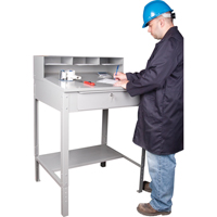 Open Floor Style Shop Desk, 34-1/2" W x 30" D x 53" H, Grey Trail Hammer and Bolt