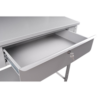 Open Floor Style Shop Desk, 34-1/2" W x 30" D x 53" H, Grey Trail Hammer and Bolt
