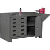 Stationary Workstation, Steel Surface, 60-1/8" W x 24-1/4" D x 36-1/4" H Trail Hammer and Bolt