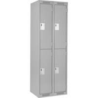 Clean Line Lockers, 2 -tier, Bank of 2, 24" x 18" x 72", Steel, Grey, Rivet (Assembled) Trail Hammer and Bolt