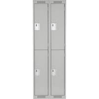 Clean Line Lockers, 2 -tier, Bank of 2, 24" x 18" x 72", Steel, Grey, Rivet (Assembled) Trail Hammer and Bolt