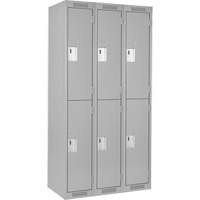 Clean Line Lockers, 2 -tier, Bank of 3, 36" x 18" x 72", Steel, Grey, Rivet (Assembled) Trail Hammer and Bolt
