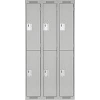 Clean Line Lockers, 2 -tier, Bank of 3, 36" x 18" x 72", Steel, Grey, Rivet (Assembled) Trail Hammer and Bolt