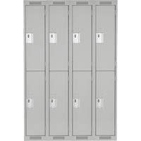 Clean Line Lockers, 2 -tier, Bank of 4, 48" x 18" x 72", Steel, Grey, Rivet (Assembled) Trail Hammer and Bolt