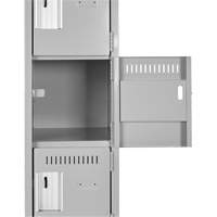 Clean Line Lockerette, 6 -tier, Bank of 4, 48" x 18" x 76", Steel, Charcoal, Rivet (Assembled) Trail Hammer and Bolt