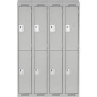 Clean Line Lockers, 2 -tier, Bank of 4, 48" x 18" x 78", Steel, Grey, Rivet (Assembled) Trail Hammer and Bolt