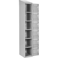 Clean Line Lockerette , 6 -tier, Bank of 4, 48" x 18" x 78", Steel, Grey, Rivet (Assembled) Trail Hammer and Bolt
