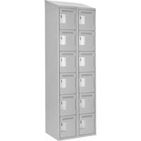 Clean Line Lockerette , 6 -tier, Bank of 2, 24" x 18" x 78", Steel, Grey, Rivet (Assembled) Trail Hammer and Bolt