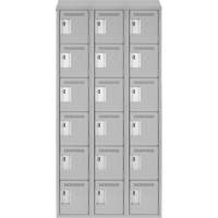 Clean Line Lockerette , 6 -tier, Bank of 3, 36" x 18" x 78", Steel, Grey, Rivet (Assembled) Trail Hammer and Bolt