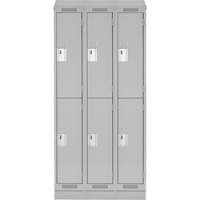 Clean Line Lockers, 2 -tier, Bank of 3, 36" x 18" x 82", Steel, Grey, Rivet (Assembled) Trail Hammer and Bolt