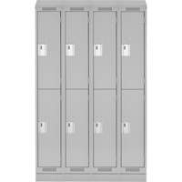 Clean Line Lockers, 2 -tier, Bank of 4, 48" x 18" x 82", Steel, Grey, Rivet (Assembled) Trail Hammer and Bolt