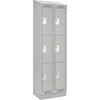 Clean Line Lockers, 3 -tier, Bank of 2, 24" x 18" x 82", Steel, Grey, Rivet (Assembled) Trail Hammer and Bolt