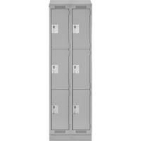 Clean Line Lockers, 3 -tier, Bank of 2, 24" x 18" x 82", Steel, Grey, Rivet (Assembled) Trail Hammer and Bolt