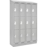 Clean Line Lockers, 3 -tier, Bank of 4, 48" x 18" x 82", Steel, Grey, Rivet (Assembled) Trail Hammer and Bolt