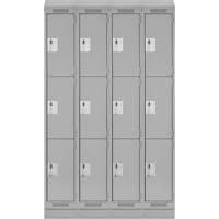 Clean Line Lockers, 3 -tier, Bank of 4, 48" x 18" x 82", Steel, Grey, Rivet (Assembled) Trail Hammer and Bolt