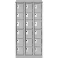 Clean Line Lockerette, 6 -tier, Bank of 3, 36" x 18" x 82", Steel, Grey, Rivet (Assembled) Trail Hammer and Bolt