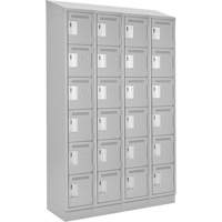 Clean Line Lockerette, 6 -tier, Bank of 4, 48" x 18" x 82", Steel, Grey, Rivet (Assembled) Trail Hammer and Bolt