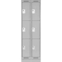 Clean Line Lockers, 3 -tier, Bank of 2, 24" x 18" x 76", Steel, Grey, Rivet (Assembled) Trail Hammer and Bolt