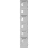 Clean Line Lockerette, 6 -tier, 12" x 18" x 76", Steel, Grey, Rivet (Assembled) Trail Hammer and Bolt
