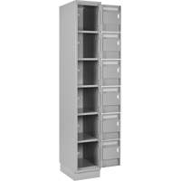 Clean Line Lockerette, 6 -tier, Bank of 4, 48" x 18" x 76", Steel, Grey, Rivet (Assembled) Trail Hammer and Bolt