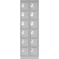 Clean Line Lockerette, 6 -tier, Bank of 2, 24" x 18" x 76", Steel, Grey, Rivet (Assembled) Trail Hammer and Bolt