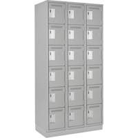 Clean Line Lockerette, 6 -tier, Bank of 3, 36" x 18" x 76", Steel, Grey, Rivet (Assembled) Trail Hammer and Bolt