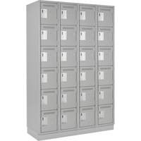 Clean Line Lockerette, 6 -tier, Bank of 4, 48" x 18" x 76", Steel, Grey, Rivet (Assembled) Trail Hammer and Bolt