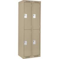 Clean Line Lockers, 2 -tier, Bank of 2, 24" x 18" x 72", Steel, Beige, Rivet (Assembled) Trail Hammer and Bolt