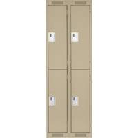 Clean Line Lockers, 2 -tier, Bank of 2, 24" x 18" x 72", Steel, Beige, Rivet (Assembled) Trail Hammer and Bolt