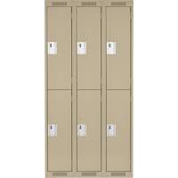 Clean Line Lockers, 2 -tier, Bank of 3, 36" x 18" x 72", Steel, Beige, Rivet (Assembled) Trail Hammer and Bolt