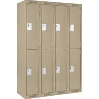 Clean Line Lockers, 2 -tier, Bank of 4, 48" x 18" x 72", Steel, Beige, Rivet (Assembled) Trail Hammer and Bolt