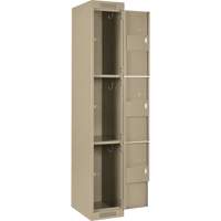 Clean Line Lockers, 3 -tier, Bank of 4, 48" x 18" x 72", Steel, Beige, Rivet (Assembled) Trail Hammer and Bolt