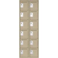 Clean Line Lockerette, 6 -tier, Bank of 2, 24" x 18" x 72", Steel, Beige, Rivet (Assembled) Trail Hammer and Bolt