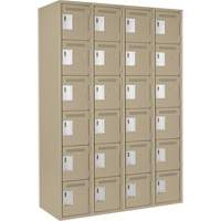 Clean Line Lockerette, 6 -tier, Bank of 4, 48" x 18" x 72", Steel, Beige, Rivet (Assembled) Trail Hammer and Bolt